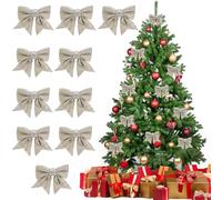ouhos 10 Fiocchi Rossi di Natale, Champagne Oro con Glitter per Albero di Natale per Feste di Famiglia, Decorazione per Natale, Vacanze, Matrimoni, celebrazioni (Champagne Oro)