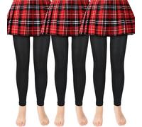 ouhos 3 collant da balletto da bambina, senza piede, opachi, bianchi, neri, estremamente resistenti, per bambini, taglia 100-170, Nero , 11-13 Jahre