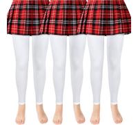 ouhos 3 collant da balletto da bambina, senza piede, opachi, bianchi, neri, estremamente resistenti, per bambini, taglia 100-170, bianco, 8-10 Jahre