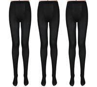 ouhos 3 paia di collant neri da donna, elastici, semi-opachi, comodi collant da donna, taglie forti, Nero (IT, Testo, M, XL, Plus, Regular, Nero)