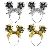 ouhos 4 cerchietti per capelli di Capodanno, Happy New Year, accessori per capelli per feste di Capodanno, copricapo festivo per bambini e adulti (A)