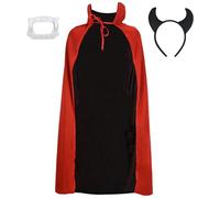 ouhos Mantello da vampiro per bambini, cappotto magico, Halloween, costume con corno diavolo, morso da vampiro, accessorio per carnevale, feste