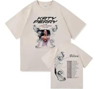 OUHZNUX Cotone T-Shirt Katy Singer Perry Stampata Manica Corta Cotone Donna O-Neck Estate Maglietta Casual Uomo Oversize Pullover Felpa XS-3XL-Khaki||l