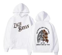 OUHZNUX Felpa con Cappuccio A Girocollo con Stampa di Zach Bryan per Uomini E Donne, Felpa A Maniche Lunghe Unisex Oversize, Pullover in Stile Musica Vintage, Felpa con Cappuccio con Tasca-White||x_l