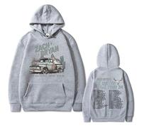 OUHZNUX Felpa con Cappuccio A Girocollo da Donna Zach Bryan, Felpa A Maniche Lunghe in Pile Oversize Stampata Unisex, Pullover con Tasca A Canguro per Fan della Musica retrò XS-3XL-Grey||s