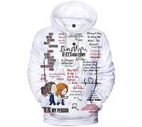 OUHZNUX Felpa con Cappuccio Greys Anatomy 3D Digital Printed American Drama Pullover Felpa con Cappuccio da Strada per Adulti da Donna da Uomo Felpa Casual Top per Bambini XXS-4XL