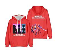 OUHZNUX Felpa con Cappuccio K-Pop De-Mon H-Hunters Merch Hoodie Vintage Fashion Pullover Unisex Hip Hop 3D Stampato Felpa A Maniche Lunghe Oversize per Donne Uomini XXS-4XL-Red||s