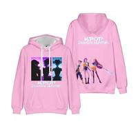 OUHZNUX Felpa con Cappuccio K-Pop De-Mon H-Hunters Merch Hoodie Vintage Fashion Pullover Unisex Hip Hop 3D Stampato Felpa A Maniche Lunghe Oversize per Donne Uomini XXS-4XL-Pink||s