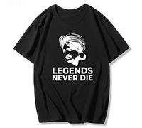 OUHZNUX Sidhu Moose Wala T Shirt Leggende Non Muoiono Mai Rapper Indiano Stampa Tshirt Cotone Graphic Tees Hip Hop Casual Uomini Stampa Dimensioni Tops XS-4XL-Black||XS