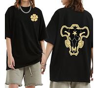 OUHZNUX T-Shirt Black Clover Double Sided Black Bull T-Shirt Stampa Divertente Anime T-Shirt da Uomo Nove Cavalieri Graphic T Shirt Streetwear Fresco Maglietta Hip Hop Top Tee Maschio XXS-XXL