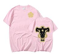 OUHZNUX T-Shirt Black Clover Double Sided Black Bull T-Shirt Stampa Divertente Anime T-Shirt da Uomo Nove Cavalieri Graphic T Shirt Streetwear Fresco Maglietta Hip Hop Top Tee Maschio XXS-XXL