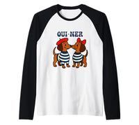 Oui Ner Cane Bassotto In Berretto Bow Bassotto Wiener Ween Maglia con Maniche Raglan