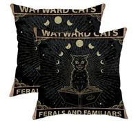 Ouija, set di 2 federe per cuscino con cerniera e scritta "Phase of the Moon", in velluto marrone e nero, per camera da letto, divano, sala giochi, 40,6 x