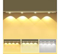 OUILA 44CM Luce Armadio LED con Sensore di Movimento, Dimmerabili Sottopensili 3000K/4000K/6000K Luminosità Regolabile 1500mAh Luci Notturna USB Magnetica Cucina, Scale, Corridoio, Armadio