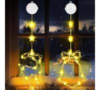 OUILA Decorazioni Natalizie,Luci Natale Finestra,3 Modalità con Timer e Ventosa,Luci Natalizie,Decorazioni per Finestre,Articoli Natalizi,Tende Natalizie per Finestre per Interno Esterni-Bianco Caldo