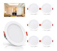 OUILA Faretto a LED da incasso, confezione da 6, 5 W, 500 lumen, equivalente a 50 W, incandescenza, 3000 K, bianco caldo, faretto a LED, extra piatto, per bagno, cucina, soggiorno, corridoio