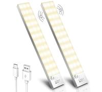 OUILA GLS-C002 - Illuminazione a LED con sensore di movimento, 3000 K, 23 cm, 2 pezzi per armadio