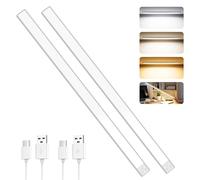 OUILA Illuminazione LED per armadio con sensore di movimento, 60 cm, 3 colori, dimmerabile, per cucina, bagno, camera da letto, 2 pezzi