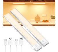 OUILA Illuminazione per armadio a LED con sensore di movimento, lampada da incasso a LED USB-C ricaricabile, luce LED dimmerabile, luce notturna senza fili, per cucina, armadio, 20,5 cm, 2 pezzi