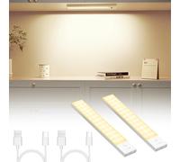 OUILA Lampada da incasso da cucina, a LED, 2 pezzi, 23 cm, USB, ricaricabile, senza fili, con sensore di movimento, per camera da letto, officina (bianco caldo)