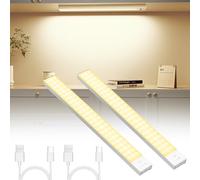 OUILA Lampada da incasso da cucina, a LED, 2 pezzi, 32 cm, USB, ricaricabile, senza fili, con sensore di movimento, per camera da letto, officina (bianco caldo)