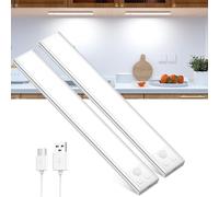 OUILA Lampada da incasso da cucina, a LED, con sensore di movimento, ricaricabile, USB-C, dimmerabile, senza fili, luce notturna per cucina, armadio, 20,5 cm, 2 pezzi