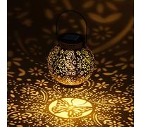 OUILA- Lanterna solare da giardino, IP65, impermeabile, con sensore di luce, stile vintage, orientale, decorazione per esterni, per veranda, giardino, terrazza, prato, cortile, marciapiedi