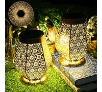 OUILA Lanterna solare per esterni, 2 lampadine a LED solari da giardino, IP65, impermeabili, da appendere, per esterni, giardino, balcone, esterno, terrazze, ecc