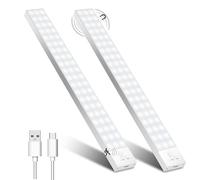 OUILA Led Armadio con sensore di movimento 4 Modalità, Sottopensile Luce Notturna USB Ricaricabile, Striscia Led per Cucina (Luce Bianco-5000K, 32cm*2 Pezzi)