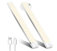 Lampada da incasso a LED da cucina, 32 cm, 2 pezzi, luce bianca calda, con sensore di movimento, per interni, con batteria, USB, con sensore per guardaroba, armadio, bagagliaio, camper