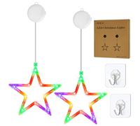 OUILA LED Stella Luminosa RGB, Luci di Natale Luci Natalizie LED Colorate Scintillanti Luci Finestre Natale con Ventose Timer a Batteria Luci Natale Albero Decorazioni Natalizie (RGB)