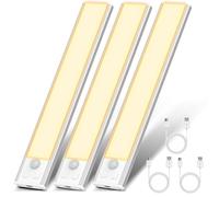 OUILA Luce Armadio LED, Armadio Led con Sensore di Movimento, 20.5CM Magnetica Ricaricabile Luce Led Sottopensile Dimmerabile Lampada per Cucina Scale Soggiorno Bagno Camere da Letto