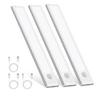 OUILA Luce Armadio LED, Armadio Led con Sensore di Movimento, 20.5CM Magnetica Ricaricabile Luce Led Sottopensile Dimmerabile Lampada per Cucina Scale Soggiorno Bagno Camere da Letto