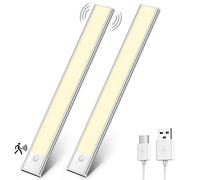 OUILA Luce Armadio LED, Armadio Led con Sensore di Movimento, 31CM Magnetica Ricaricabile Luce Led Sottopensile Dimmerabile Lampada per Cucina Scale Soggiorno Bagno Camere da Letto