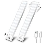 OUILA Luce Armadio LED con Sensore di Movimento Luci Notturna 36 LED 4 Modalità Lampada Guardaroba Luce da Esposizione 1000mAh USB Ricaricabile Cucina, Scale, Corridoio, Garage - 23cm*2 Pezzi