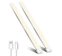 OUILA Luce Armadio LED con Sensore di Movimento Luci Notturna LED 4 Modalità Lampada Guardaroba Luce da Esposizione 5000mAh USB Ricaricabile Cucina, Scale, Corridoio, Garage - 60cm*2 Pezzi