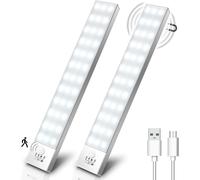 OUILA Luce Armadio LED con Sensore di Movimento Luci Notturna 36 LED 4 Modalità Lampada Guardaroba Luce da Esposizione 1000mAh USB Ricaricabile Cucina, Scale, Corridoio, Garage - 23cm*2 Pezzi