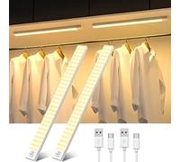 OUILA Luce Led Sottopensile Cucina 43cm, 2PCS 2500mAh, 4 Modalità con Sensore Movimento,3000K, Luce Armadio Led con Sensore per Armadio Scale Corridoio Garage Letto