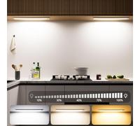 OUILA Luci da 43 cm sotto l'armadio, temperatura e luminosità regolabili, 2500 mAh, sensore di movimento USB, luce per armadio da cucina e Garderobe