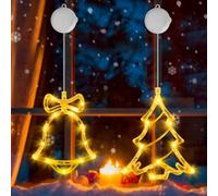 OUILA Luci Natale, Lucine Natalizie a 3 Modalità con Timer e Ventosa, Albero di Natale & Campanelle di Natale Luminarie Natalizie Tenda Luci per Decorazioni Luminose Natalizie (Bianco Caldo)