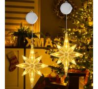 OUILA Luci Natalizie, Luci Finestra Natale Betlemme Stella 3 Modalità con Ventose e Timer Luci Decorative Natalizie Luci Natalizie a Batteria, Decorazioni Natale Finestre Interni (Bianco caldo)