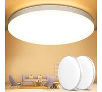 OUILA Plafoniera LED Soffitto 24W [2 Pezzi], Lampada da Soffitto 3000K 2000LM Plafoniera Bagno IP44 Impermeabile Rotonda Ø28CM Lampadario LED Moderna Luce Soffitto per Cameretta, Cucina, Soggiorno