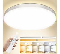 OUILA Plafoniera LED Soffitto Dimmerabile, 24W Lampada da Soffitto con Telecomando 3000K-6500K Plafoniera Bagno IP44 Impermeabile Ø28CM 2000LM Lampadario LED Moderna per Cameretta, Cucina, Soggiorno
