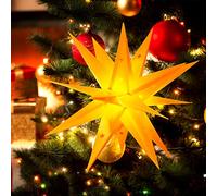 OUILA Stella di Natale a LED sospesa, 45 cm, con timer per Halloween, regalo di Natale, cortile, balcone, finestra, catena luminosa
