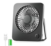 OUILA USB Ventilatori da Tavolo a Batteria 2600mAh ricaricabile,Silenzioso Mini Ventilatore Portatile a 3 Velocità da Tavolo, Ufficio, Camera da Letto, Auto, Campeggio - Nero