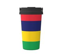 OUInbvv Bandiera delle Mauritius Tazza da caffè isolata portatile con manico nascosto, base antiscivolo, design a prova di perdite, adatta per auto, ufficio e casa