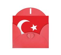 OUInbvv Biglietti d'auguri in carta perlescente con bandiera della Turchia con buste rosse personalizzate a forma di cuore per vacanze, compleanni, anniversari
