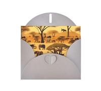 OUInbvv Biglietti d'auguri in carta perlescente con buste a forma di cuore personalizzate grigie con motivo di animali della prateria africana