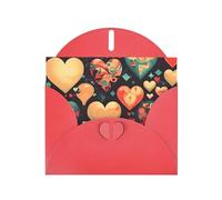 OUInbvv Biglietti di auguri di carta perlescente con cuori colorati con buste rosse personalizzate a forma di cuore, vacanze, compleanni, anniversari