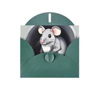OUInbvv Biglietti di auguri di carta perlescente con topolino nel buco con buste a forma di cuore personalizzate verde scuro per vacanze, compleanni, anniversari